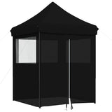 Foldable Party Tent Pop-Up with 4 Sidewalls Black 4005006