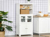 Freestanding Kitchen Cupboard, 4-Door Storage Cabinet with Adjustable Shelf and Glass Doors for T3398P344762