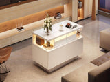 High Gloss Table with 2 drawer, LED lights, pull-out tray, Centre Table, Sofa Side Table, N605P388084W