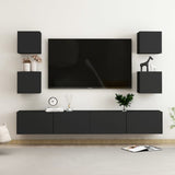 6 Piece TV Cabinet Set Black Engineered Wood 3078768