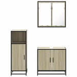 ZNTS 3 Piece Bathroom Furniture Set Sonoma Oak Engineered Wood 3300946