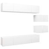 ZNTS 6 Piece TV Cabinet Set White Engineered Wood 3078726