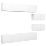 6 Piece TV Cabinet Set White Engineered Wood 3078726