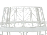 Tree Bench 8-Seater 160 x 89 cm Steel Antique White Round 42029503