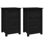 Bedside Cabinets 2 pcs Black 40x35x61.5 cm Solid Wood Pine 813708