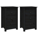 Bedside Cabinets 2 pcs Black 40x35x61.5 cm Solid Wood Pine 813708
