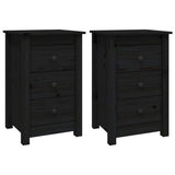 Bedside Cabinets 2 pcs Black 40x35x61.5 cm Solid Wood Pine 813708