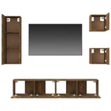 5 Piece TV Cabinet Set Smoked Oak Engineered Wood 3114443