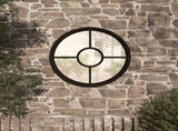Round Garden Mirror Black Iron 60 cm diameter Decorative Inlays 318360
