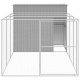Dog House with Run Light Grey 214x457x181 cm Galvanised Steel 3189126