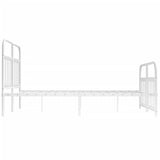 Bed Frame White Powder-Coated Steel 140x190 cm Bed Frame 352645
