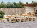 17 Piece Garden Dining Set with Cushions Beige Poly Rattan 3211192