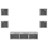 7 Piece TV Wall Units with LED Concrete Grey Engineered Wood 3216586