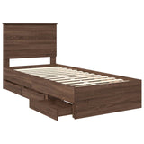 Bed Frame with Drawer Brown Oak 90 x 190 cm Engineer Wood 3411165