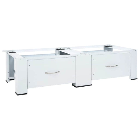 Double Washing Machine Pedestal with Drawers White 4009869