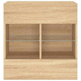 TV Wall Cabinet with LED Lights Sonoma Oak 58.5x30x60.5 cm 837094