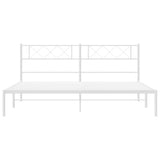 Metal Bed Frame without Mattress with Headboard White 193x203cm 372332