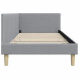 Corner Bed Frame Light Grey 100 cm x 200 cm Velvet 42016197