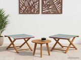 Deck Chair 2 pcs Solid Eucalyptus Wood Multicolour 42024895