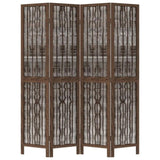 Room Divider 4 Panels Dark Brown Solid Wood Paulownia 358658