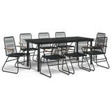9 Piece Garden Dining Set Black PVC Rattan 3060278