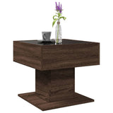 Coffee Table with LED Brown Oak 50x50x45 cm Engineered Wood 847531