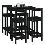 5 Piece Bar Set Black Solid Wood Pine 3124706