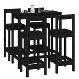 5 Piece Bar Set Black Solid Wood Pine 3124706