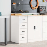 Garage Storage Cabinet White 30x51x85 cm Solid Wood Pine 860580