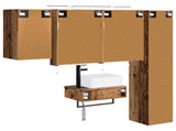 Bathroom Furniture Set 5 pcs Old Wood Engineered Wood and Glass 3407269
