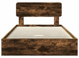 Storage Bed with Drawer Smoked Oak 90 x 200 cm Engineered Wood 3412315
