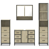 ZNTS 4 Piece Bathroom Furniture Set Sonoma Oak Engineered Wood 3301291