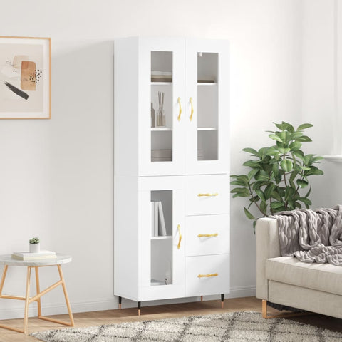 Highboard White 69.5x34x180 cm Engineered Wood 3198577