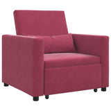 Pull out Sofa Bed Single Wine red 90 x 165 x 87 cm Velvet 42002702