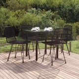 5 Piece Garden Dining Set Black Poly Rattan 3157895