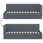 Corner Bed Frame with Headboard Dark grey 80 x 200 cm Velvet 42016247