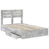 Storage Bed Concrete Grey 135 x 190 cm Engineered Wood 3411576