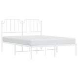 Metal Bed Frame without Mattress with Headboard White 140x190cm 373936