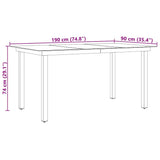 Garden Dining Table Black Aluminium and Glass 190 x 90 cm Durable 42789