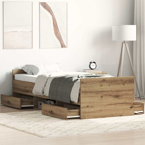 ZNTS Bed Frame without Mattress Artisan Oak 90x190 cm Single Engineered Wood 3328809