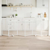 Dog Gate with Door Foldable 6 Panels White 300 cm Solid Wood Fir 352279