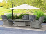 Garden PE Rattan Dining Sofa Set, Outdoor 4 Seater Wicker Furniture, High Back Chairs with Cushions, T3398P320029
