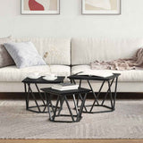 Coffee Table 3 pcs Black Oak Engineered Wood and Steel 868279