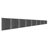 Fence Panel Set WPC 1391x186 cm Black 3070435