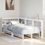 Bookcase Bed without Mattress White 100x200cm Solid Wood Pine 3324506
