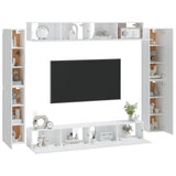 8 Piece TV Cabinet Set White Engineered Wood 3114294