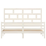 Bed Frame without Mattress White Solid Wood Super King Size 3101299
