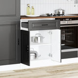 Kitchen Base Cabinet Porto Black Engineered Wood 853968