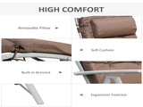Sun Lounger Steel Frame Outdoor Folding Chaise Texteline Lounge Chair Recliner with Headrest & 7 T3398P322138