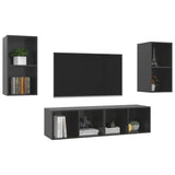 Wall-mounted TV Cabinets 4 pcs High Gloss Grey Engineered Wood 3079879